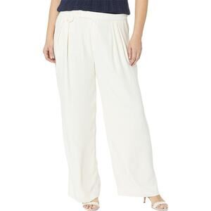 Ralph Lauren Black Label Winter Cream Pleated Georgette Wide Leg Pants Size 22